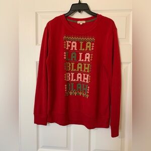 Love on a Hanger Red Crew Neck Sweater Festive Design‎
